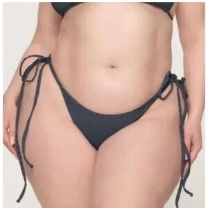 NWT! SKIMS RHINESTONE SWIM BIKINI TIE BOTTOMS IN GUNMETAL—3x